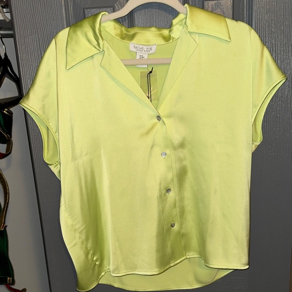 Rachel Zoe Women's Light Green Satin Button Down Shirt - Picture 1 of 3